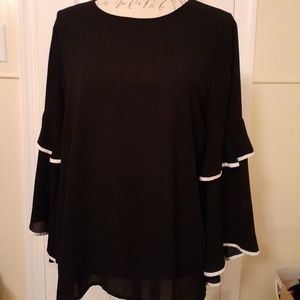 LOFT Long-Sleeved Black Blouse